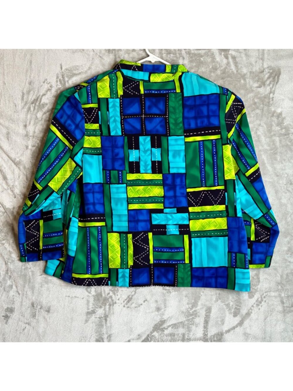 Willow Ridge Womens 22W Patchwork Blazer Jacket Multicolor Padded Shoulder Plus - Picture 4 of 9